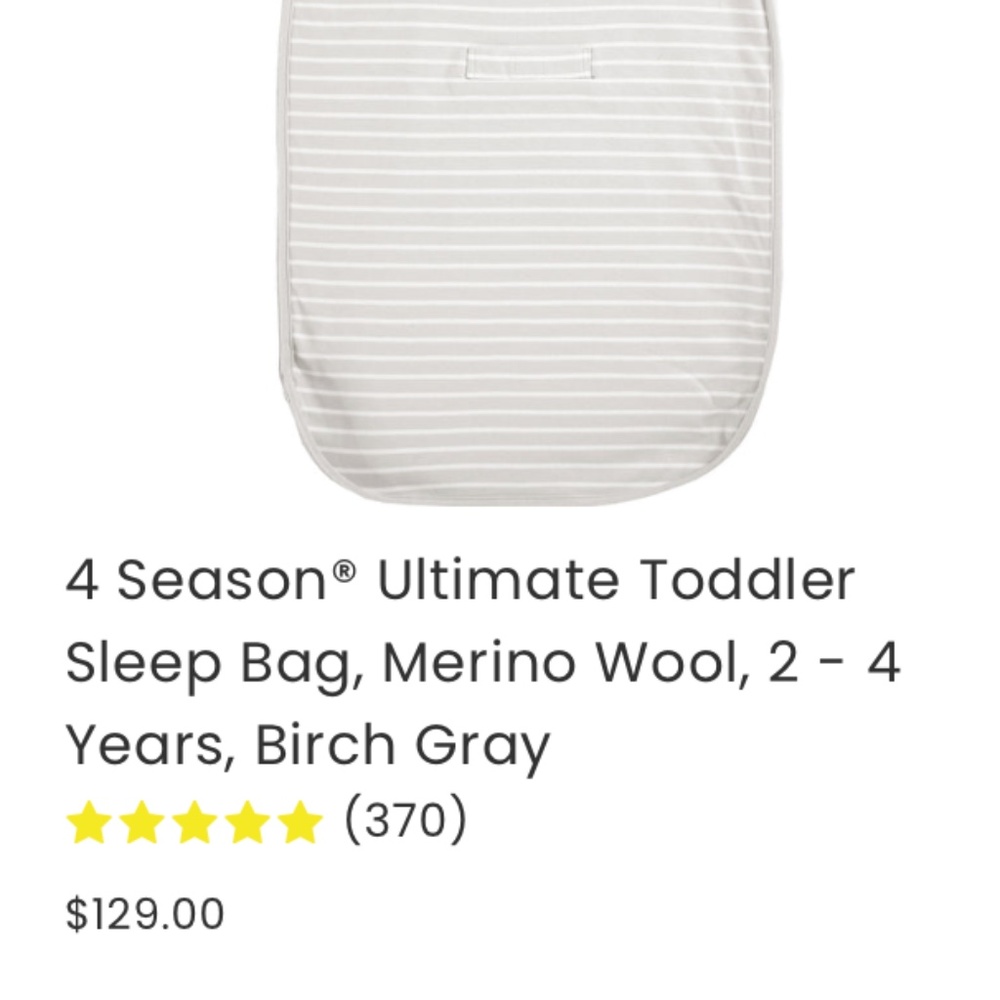 4 Season® Ultimate Toddler Sleep Bag, Merino Wool, 2 - 4 Years, Birch Gray
